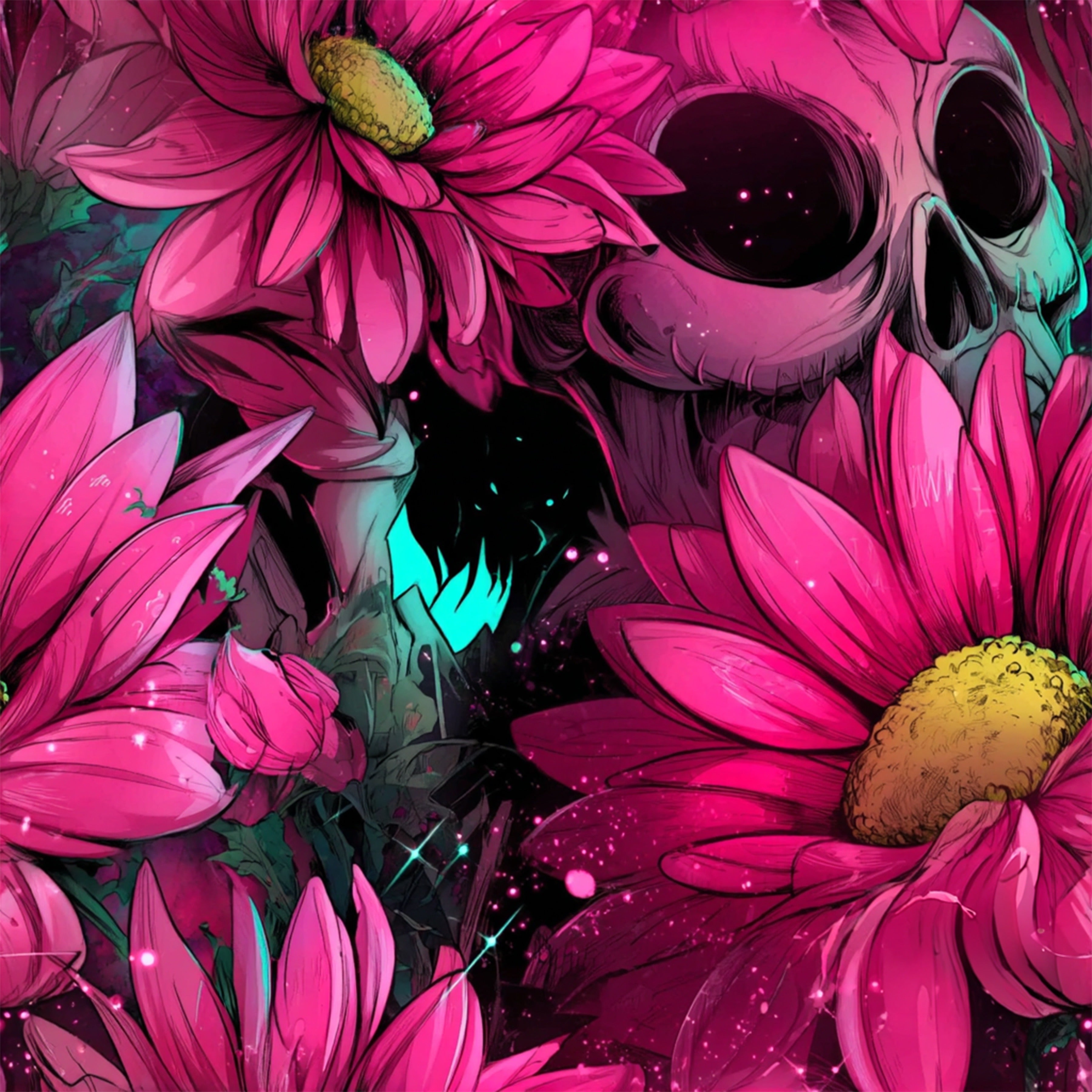 Dauer Vorbestellung Neon Blumen Totenkopf