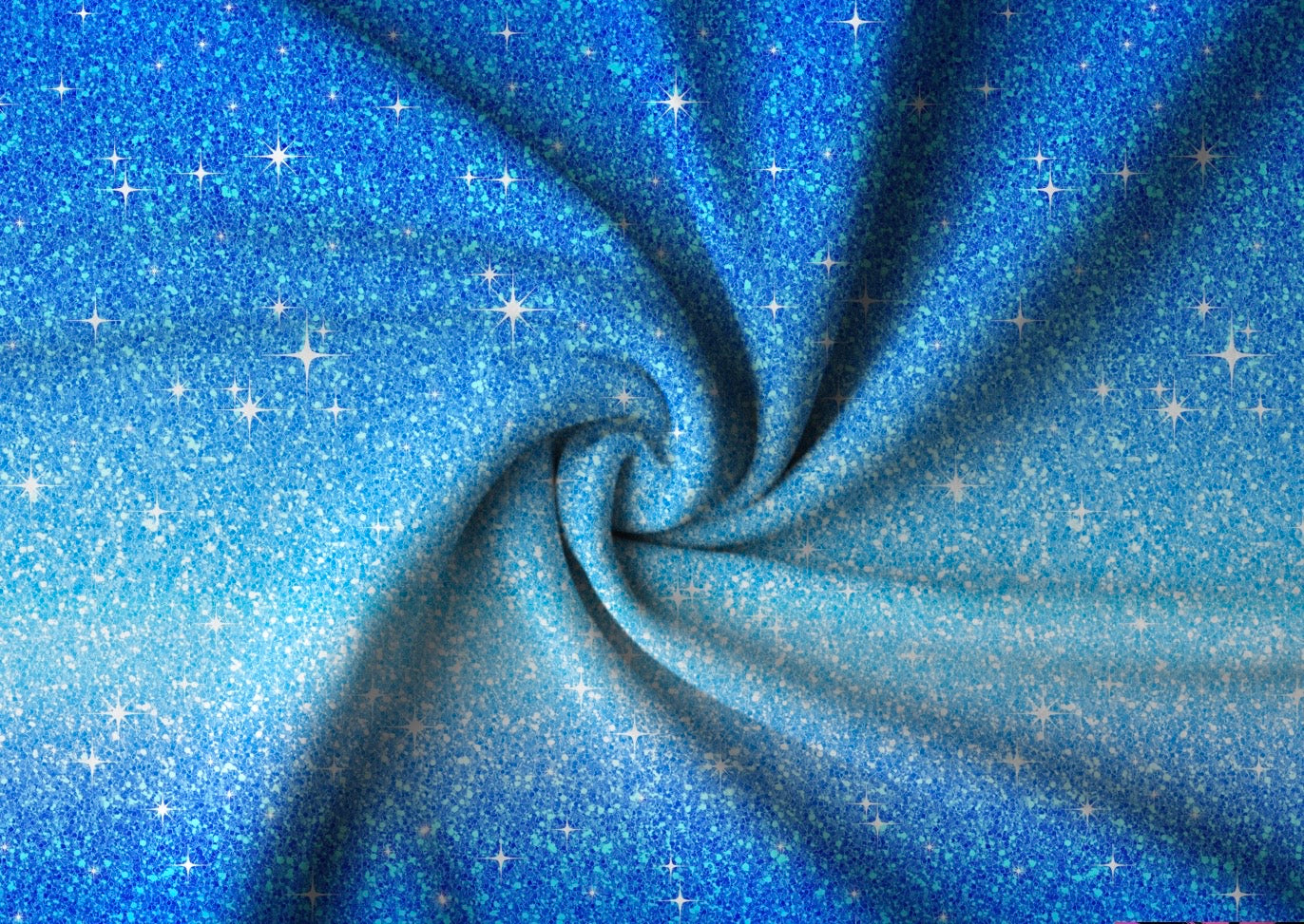 Blau Glitzer Optik Stoff Neue Vorbestellung