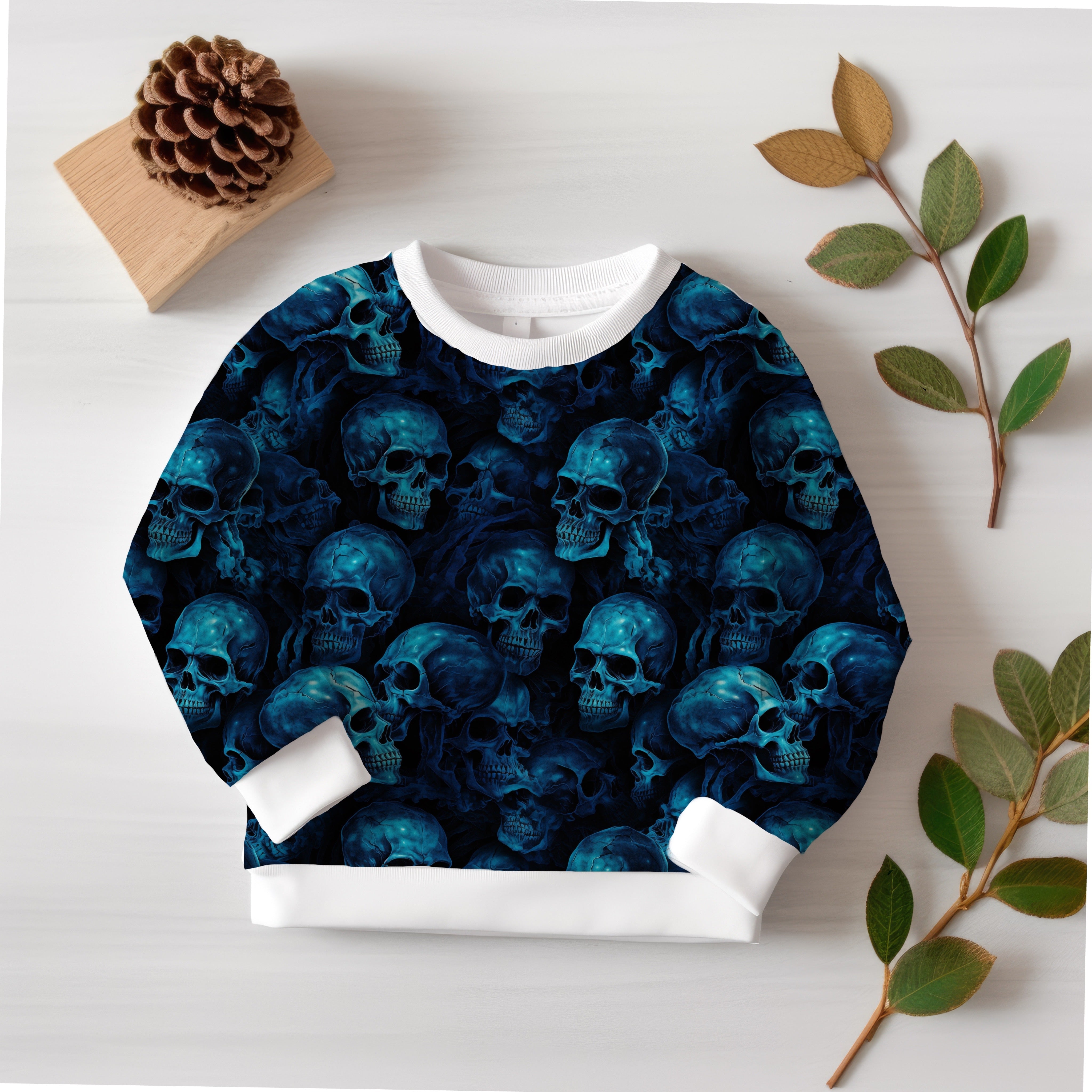 Blau Totenkopf Halloween Aktuelle Vorbestellung