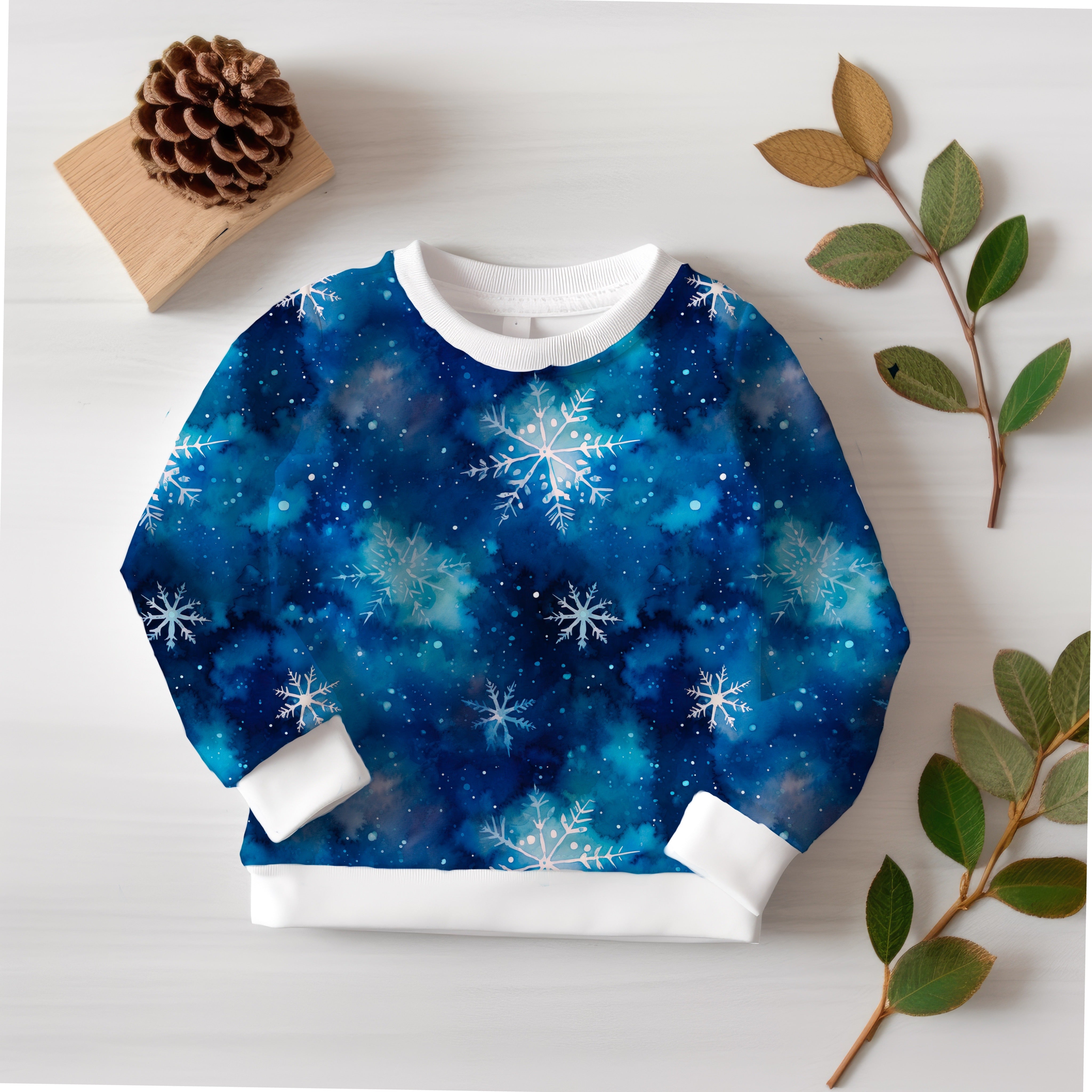 Blau Neon Schneeflocken Wintervorbestellung