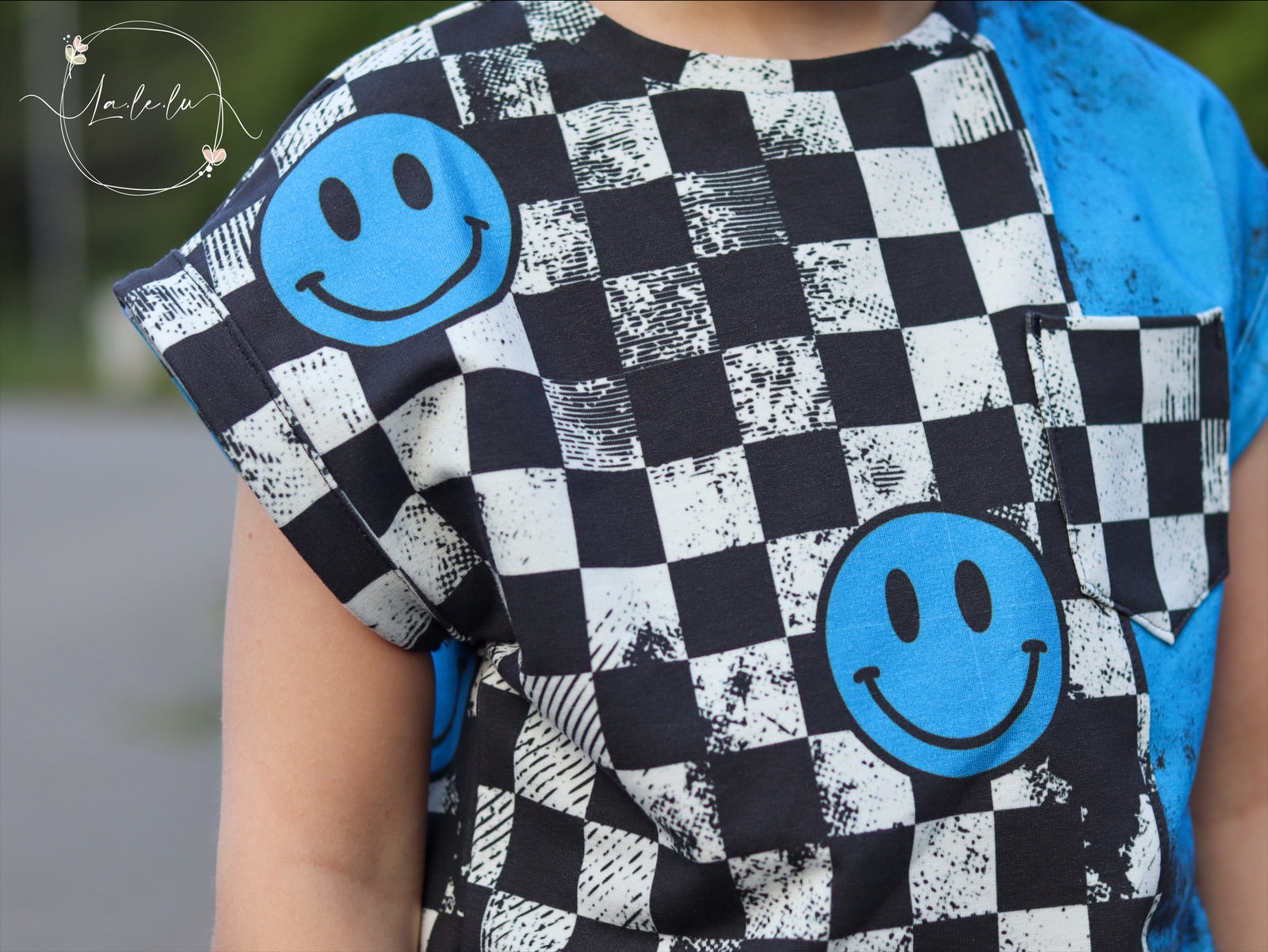 Smiley Schachbrett Blaue Grunge Dauervorbestellung