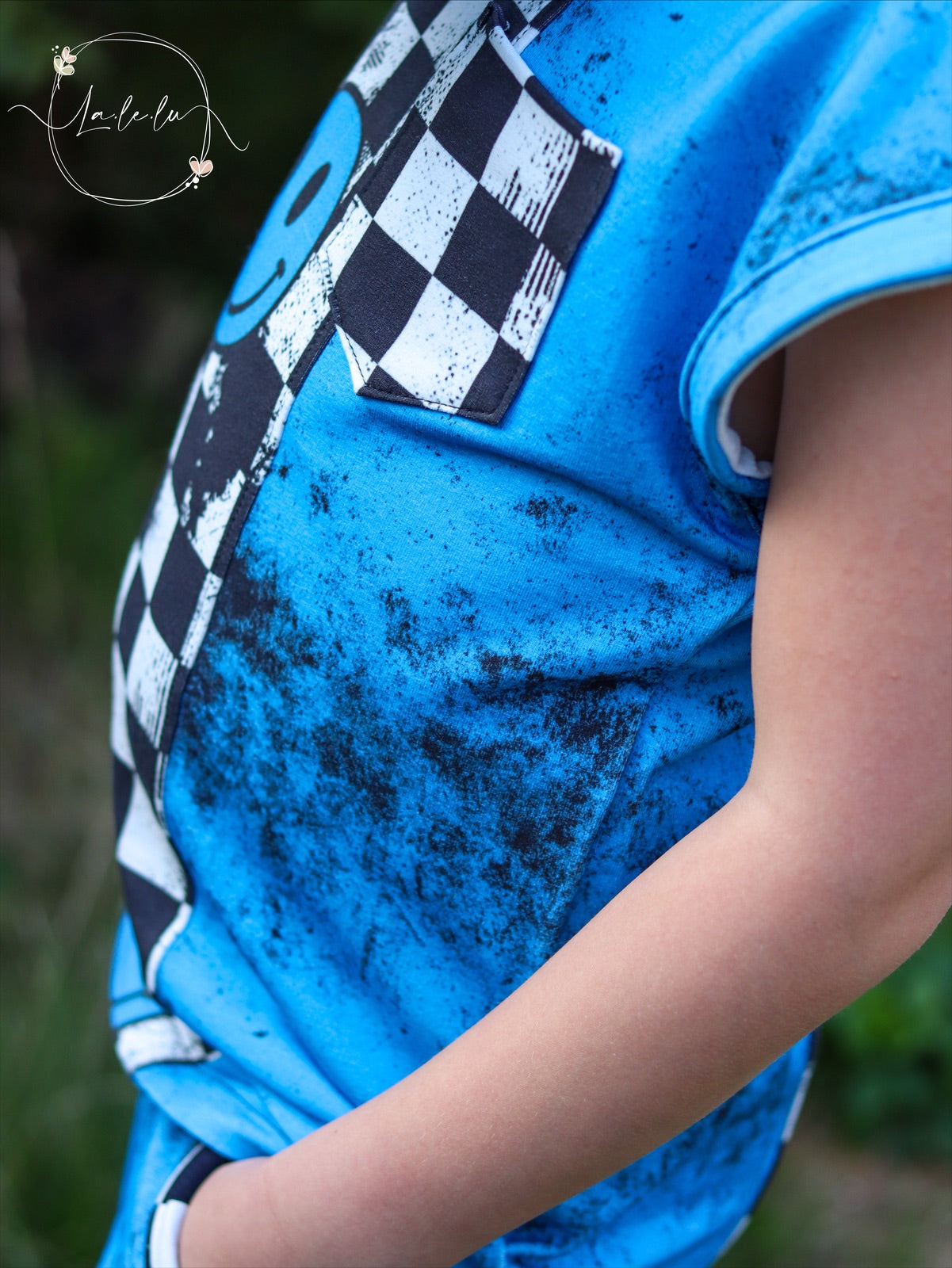 Smiley Schachbrett Blaue Grunge Dauervorbestellung